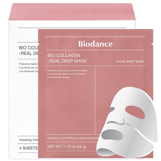 BIODANCE Hydro Cera-nol Real Deep Mask, Overnight Hydrogel Mask, Soothing, Moisturizing, Nourishing, 1.19oz(34g) x 4ea